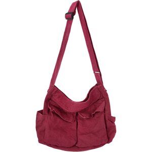 Elegant Red Canvas Messenger Bag - Large Crossbody Hobo Tote for All Occasions
